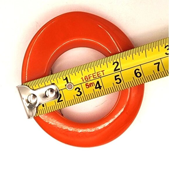 Vintage Orange Bakelite Retro Oval Circle Brooch Pin Fall MCM Chunky Beautiful! - Picture 5 of 6